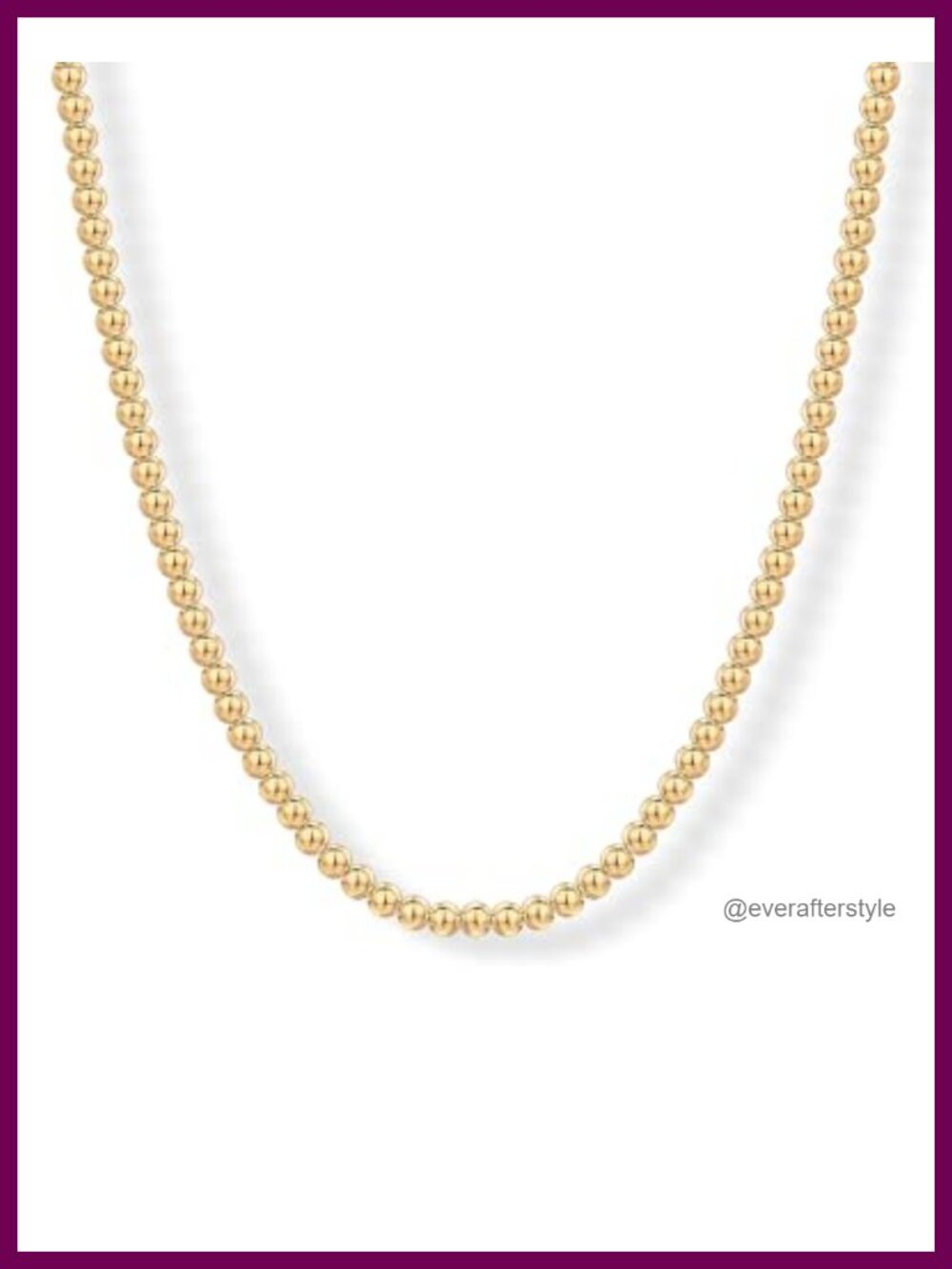14K Gold Plated Beaded Chain Necklace for Women, Dainty Ball Choker